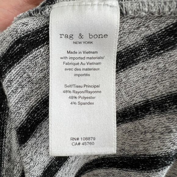 RAG & BONE Gray Black Stripe Long Sleeve Knit Top Crew Neck Casual Pullover M - Picture 6 of 7